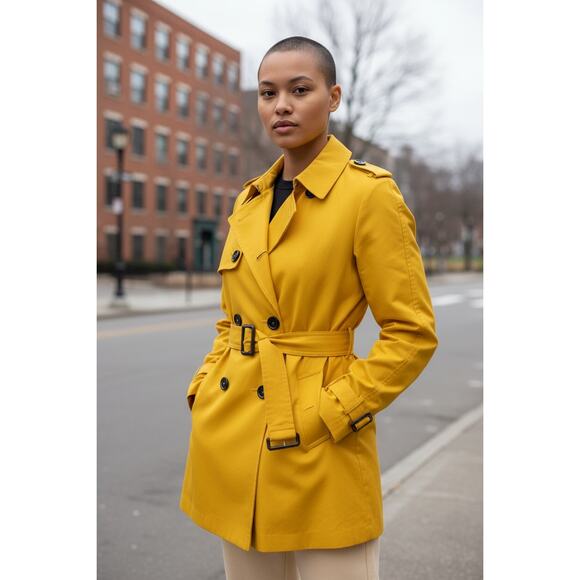 Pendleton Jackets & Blazers - PENDLETON WOMEN'S YELLOW DOUBLE-BREASTED TRENCH COAT SIZE 12 RAINCOAT